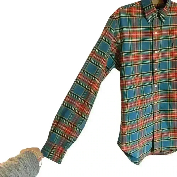 Vintage POLO RALPH LAUREN Plaid Button Down Long Sleeve Check Shirt Men's Small - Picture 2 of 7